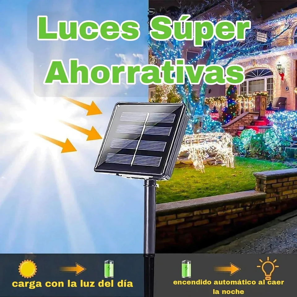 LUCES NAVIDEÑAS CON CARGA SOLAR 🎄